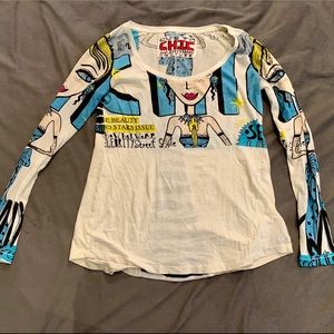 custo chic high illustration couture long sleeve T